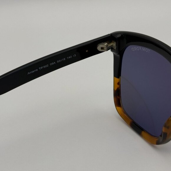 Tom Ford Amarra FT TF502 05A Square Shiny Black Havana/Smoke 55/18/140 - Picture 3 of 7